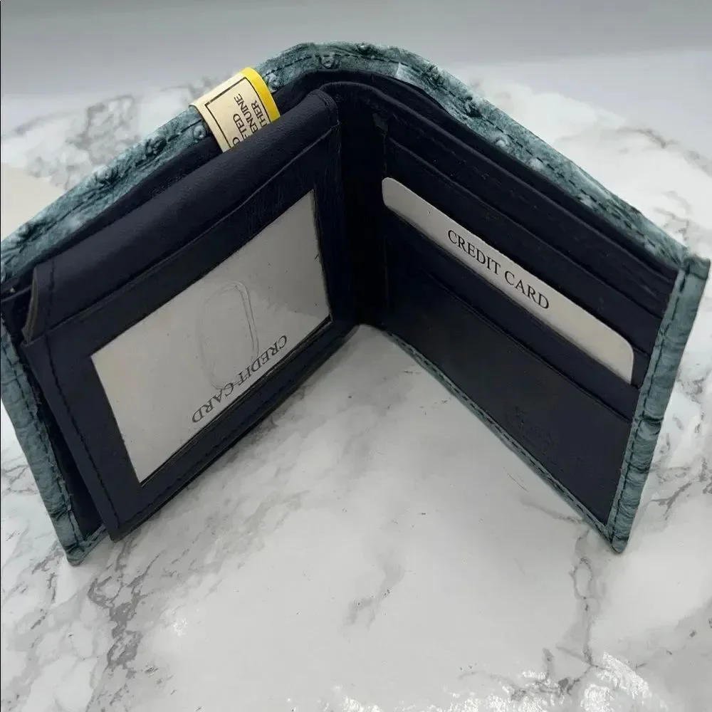 DELUX Genuine Leather Blue Bifold Wallet-New!